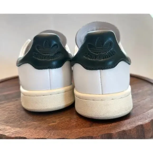 Adidas Stan Smith Classic White Green Leather Sneakers Mens 7.5 HP2201 Lux - Picture 5 of 16